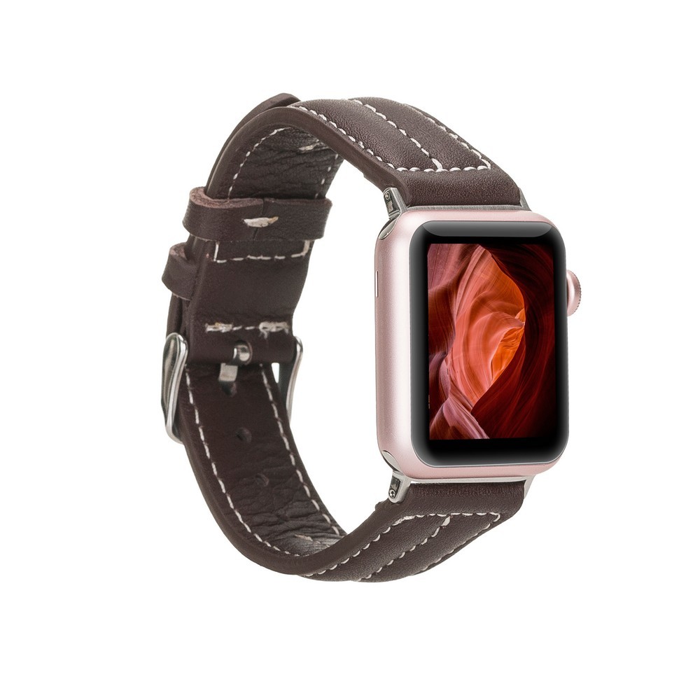 Apple Watch Uyumlu Deri Kordon 42-44-45mm NM3-AS3 Kahve