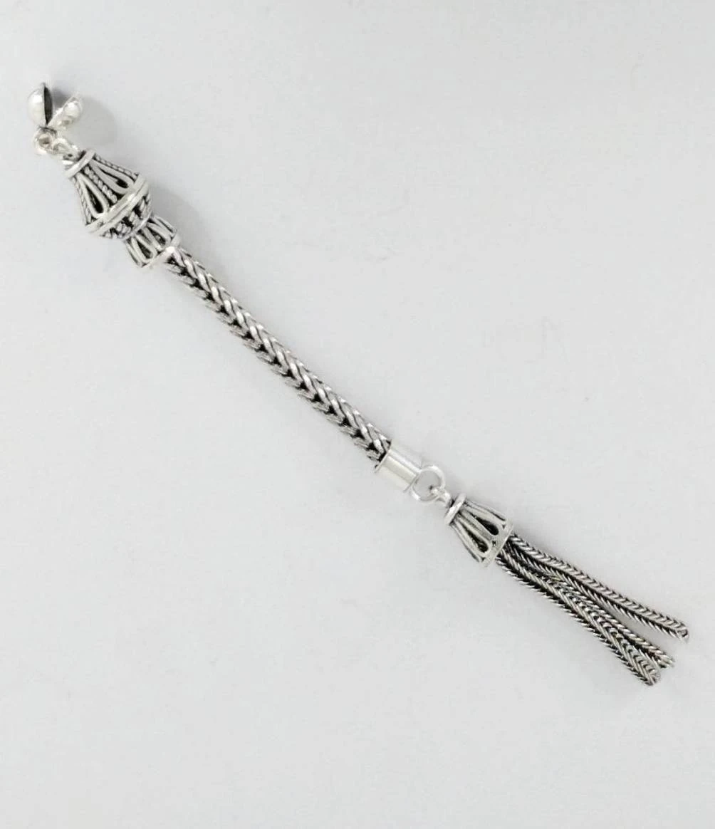 Tek Dal 925 Ayar Gümüş Tesbih Püskülü 9,5 cm