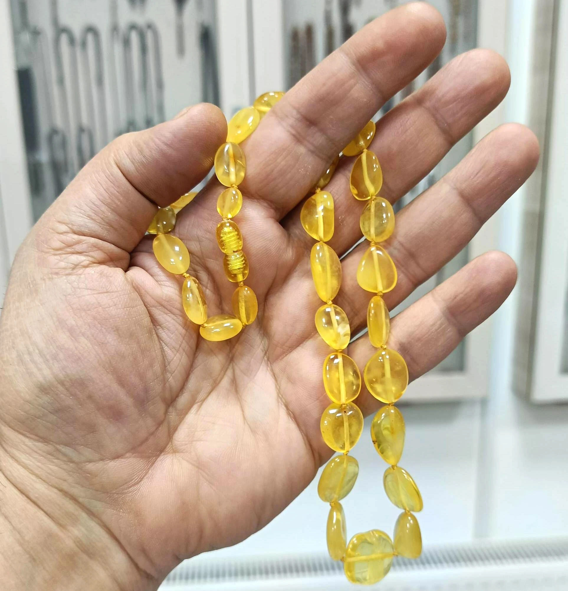 Sertifikalı Litvanya Damla Kehribar Yetişkin Kolye 50 cm