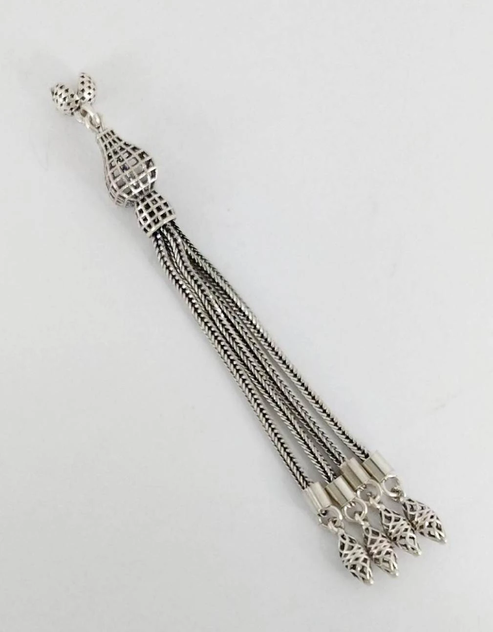 925 Ayar Gümüş 4 Dal Tesbih Püskülü 8,5 cm