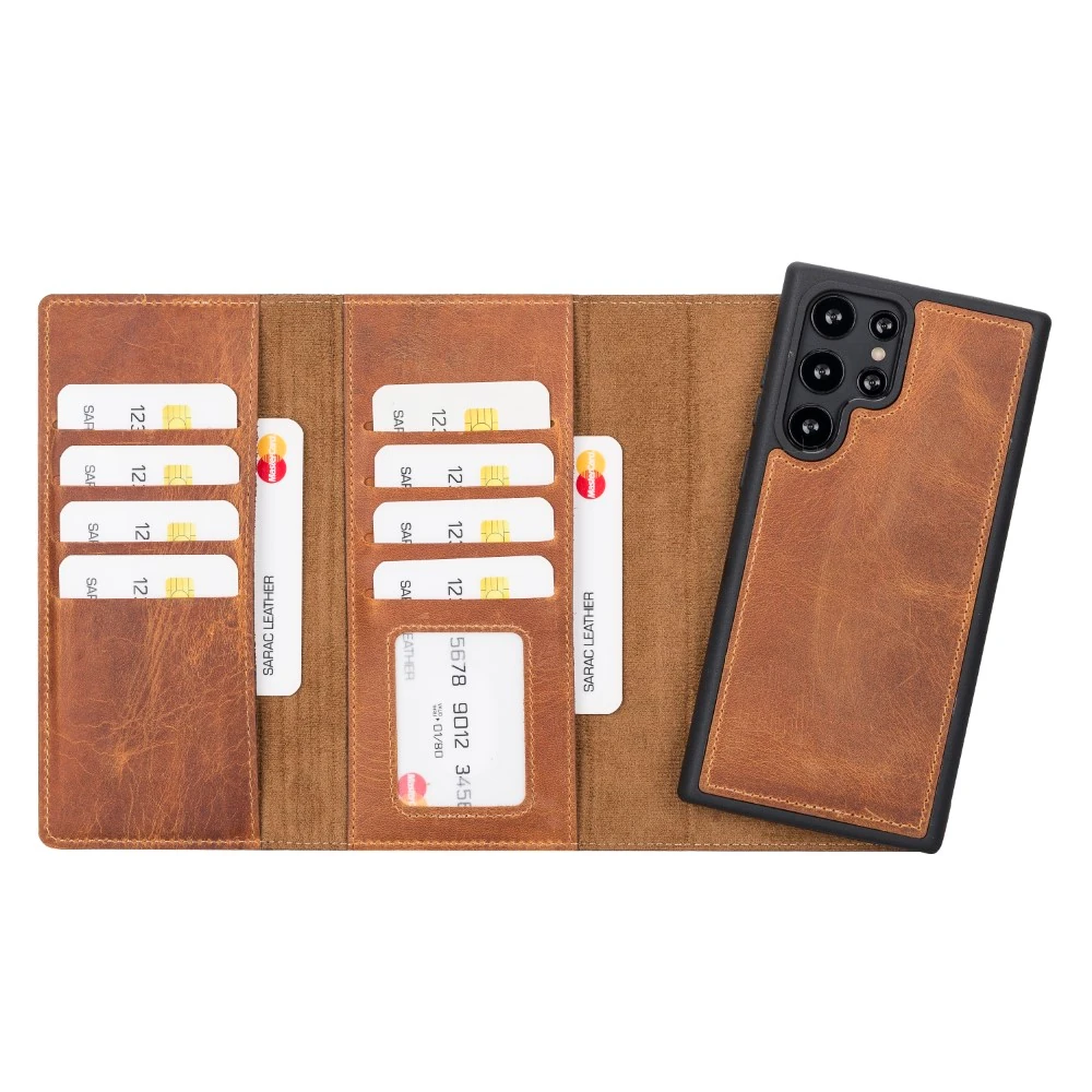 Samsung Galaxy S22 Ultra Uyumlu Deri Cüzdanlı Kılıf Santa G19