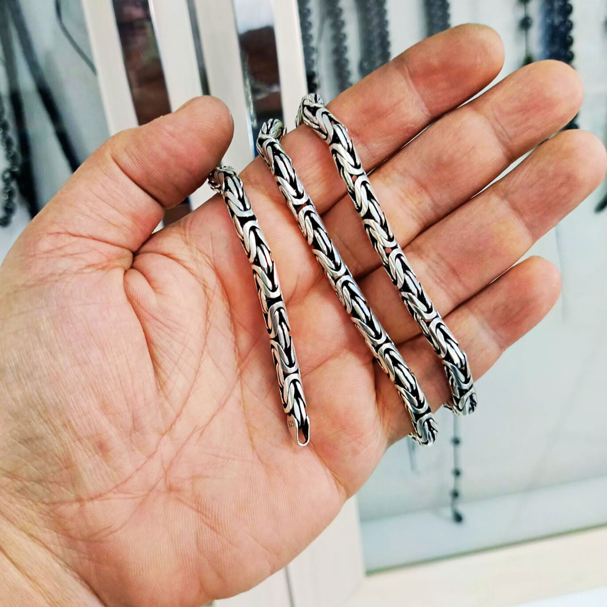 925 Ayar Gümüş Kral Kolye 2 mm 3 mm 4 mm 4,5 mm 5 mm 6 mm - 6 mm