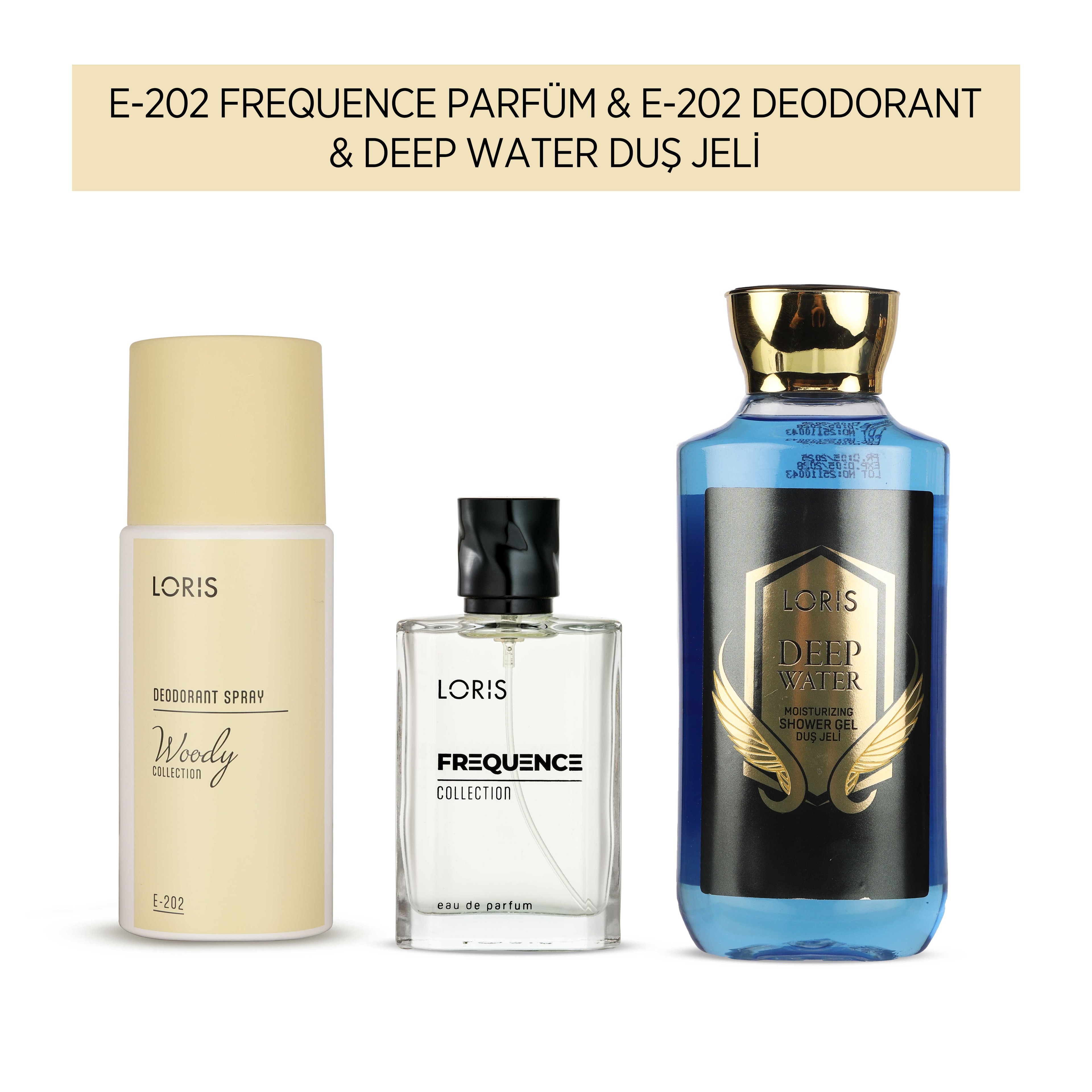 E-202 Erkek Parfüm & E-202 Deodorant & Deep Water Duş Jeli
