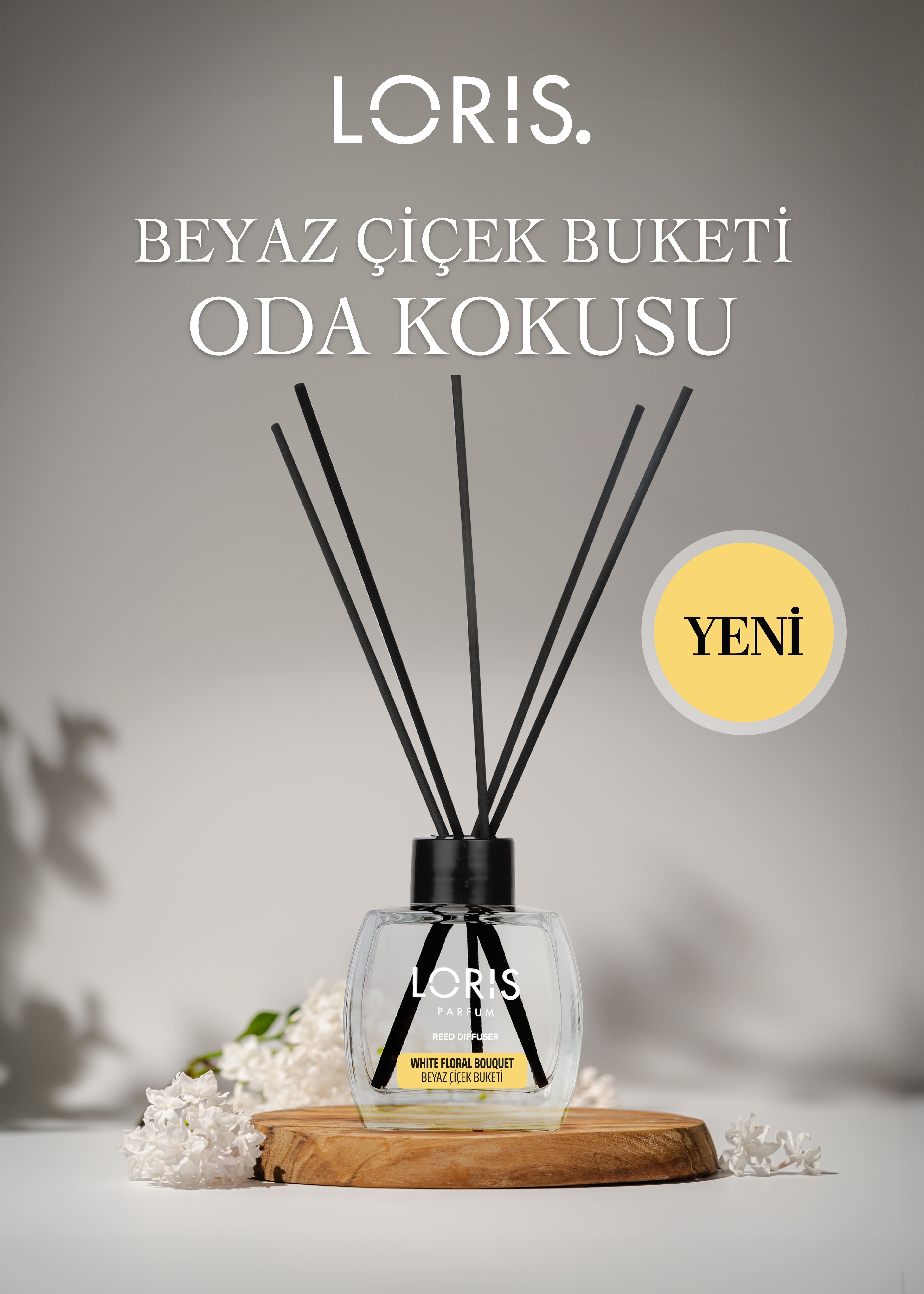 Beyaz Çiçek Buketi Çubuklu Oda Kokusu 120 ML