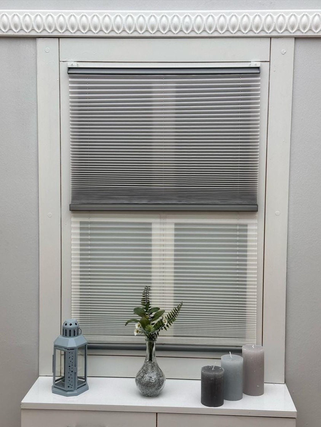Çift Mekanizmalı Gece/Gündüz Sistem Cambalkon ofis Perdesi - açık gri