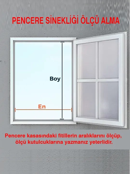 Menteşeli pencere - kapı Sinekliği (EN: 0-70 CM. BOY: 0-130 CM) 