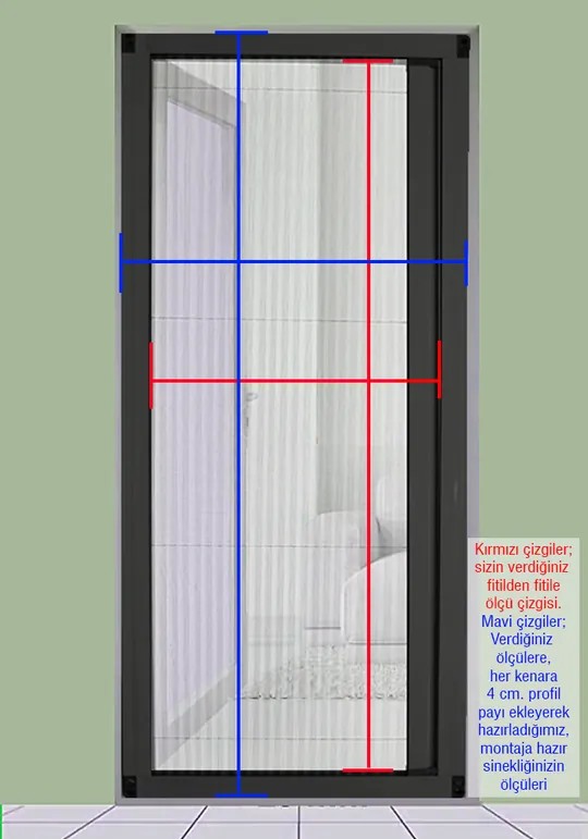 sürme sistem kapı sinekliği max 90x210 özel ölçülü 