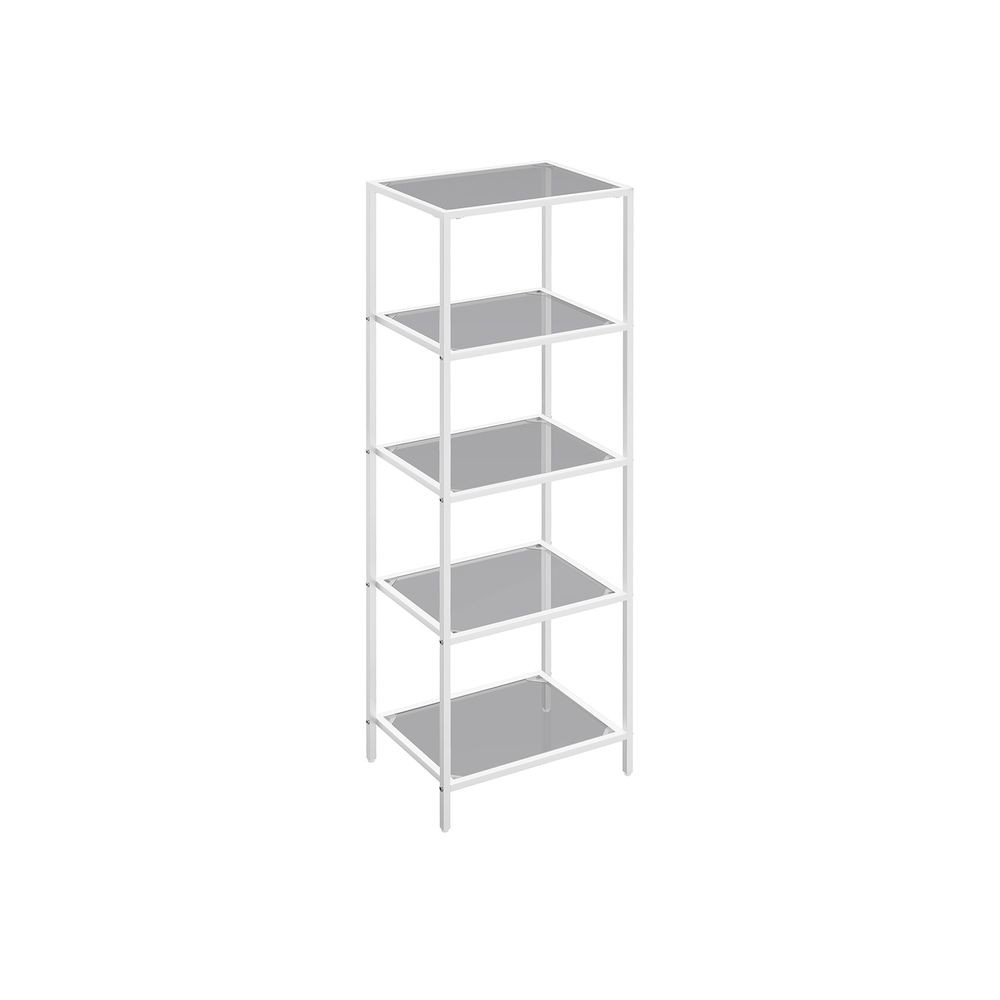 Modern 5 Katlı Metal İskeletli Cam Raflı Kitaplık Aksesuar Rafı