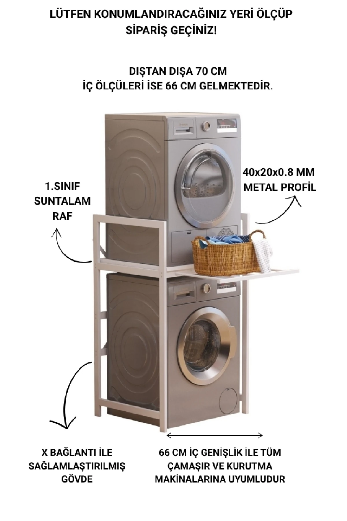 Çamaşır Sepeti Çekmeceli Çamaşır Makinası ve Kurutma Makinası Rafı Çamaşır Makinası Üstü Banyo Düzenleyici Raf