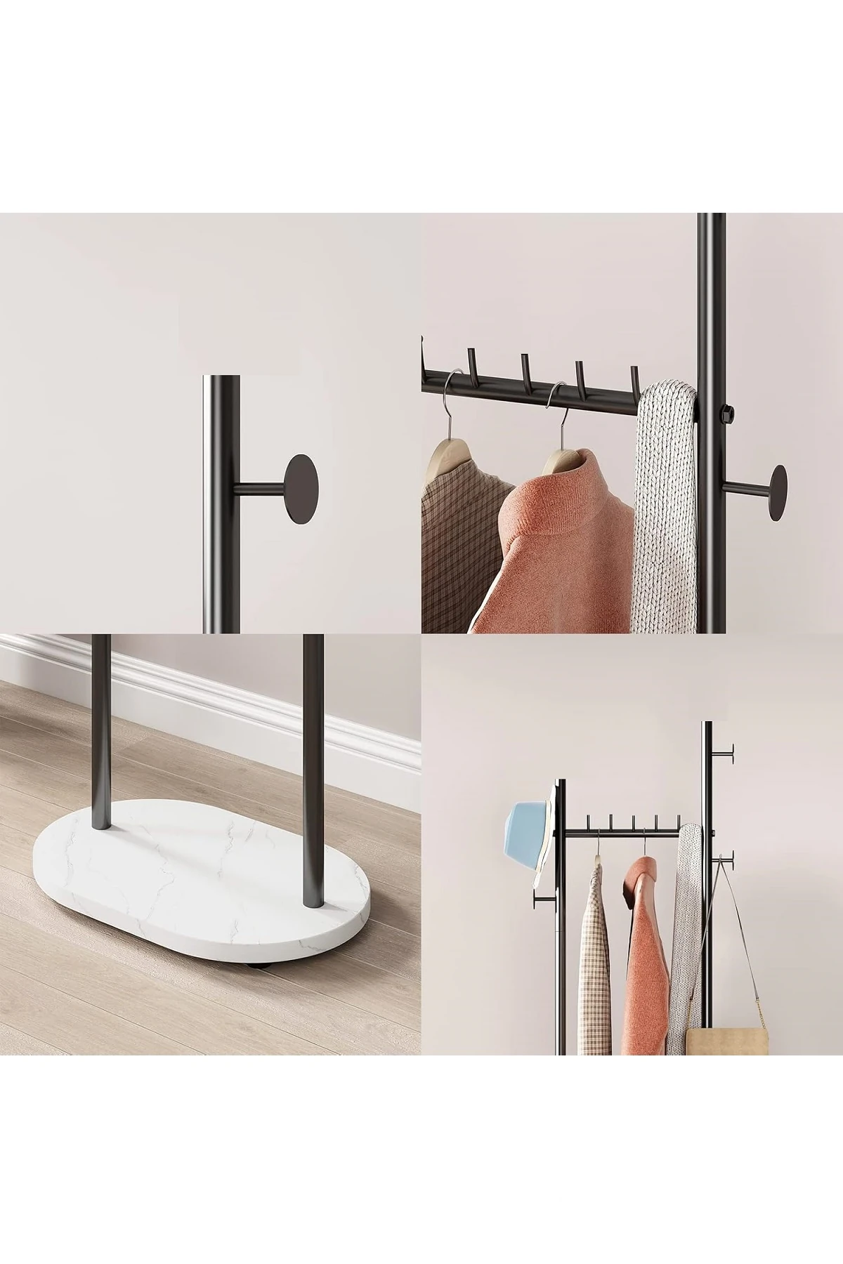 Metal Ayaklı Askılık Elbise Askısı Portmanto Konfeksiyon Elbise Askılığı