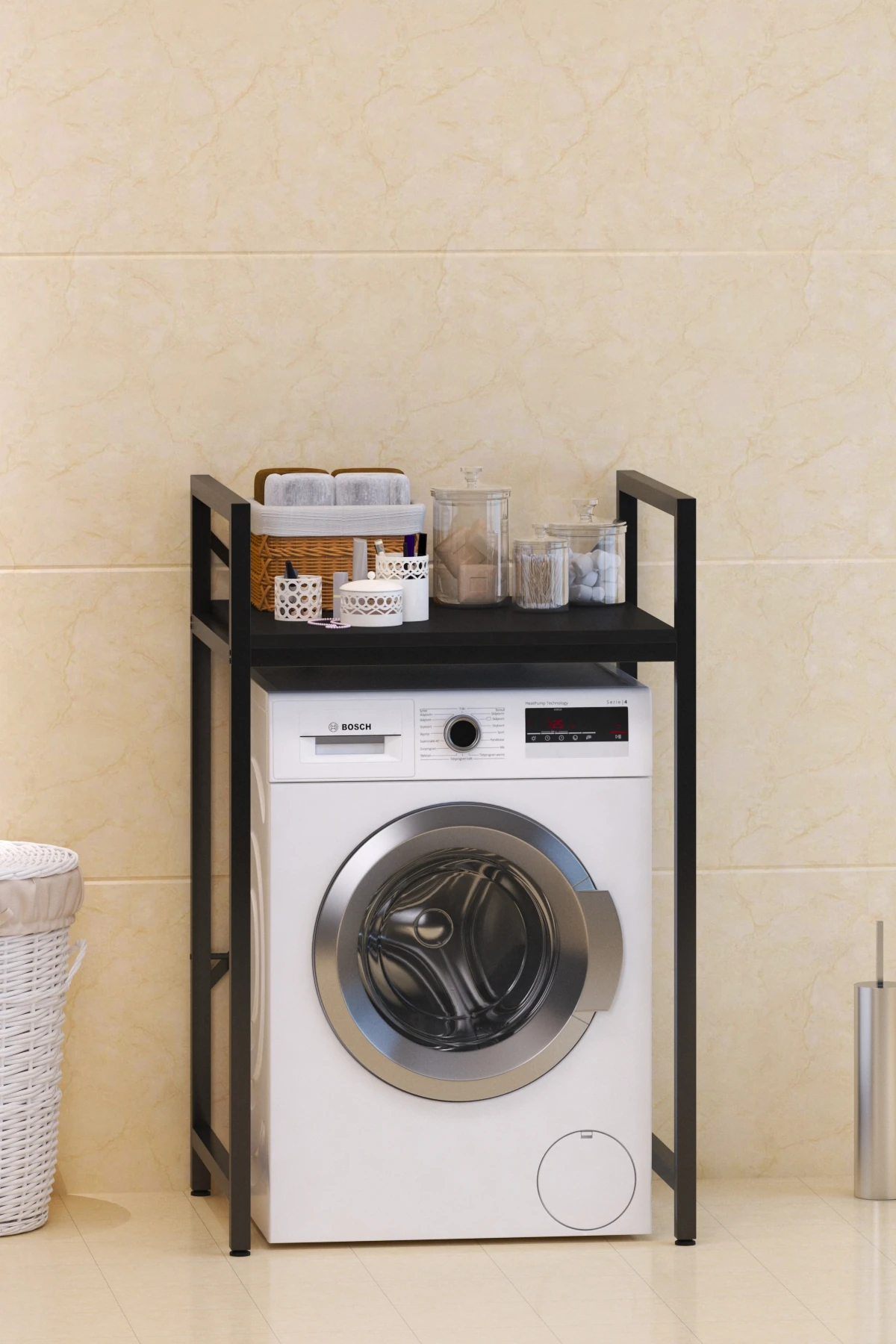 Çamaşır Makinası ve Kurutma Makinası Rafı Çamaşır Makinası Üstü Banyo Düzenleyici Raf
