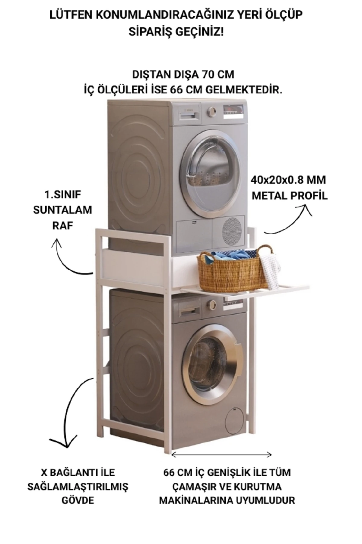 Çamaşır Sepeti Çekmeceli Çamaşır Makinası ve Kurutma Makinası Rafı Çamaşır Makinası Üstü Banyo Düzenleyici Raf
