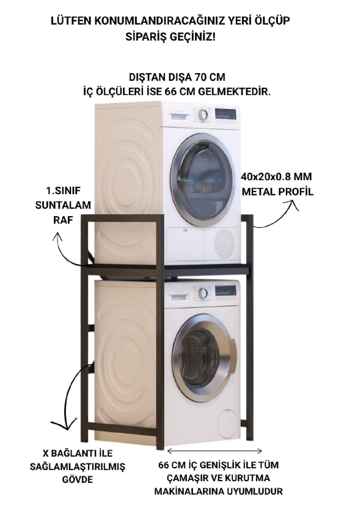 Çamaşır Makinası ve Kurutma Makinası Rafı Çamaşır Makinası Üstü Banyo Düzenleyici Raf