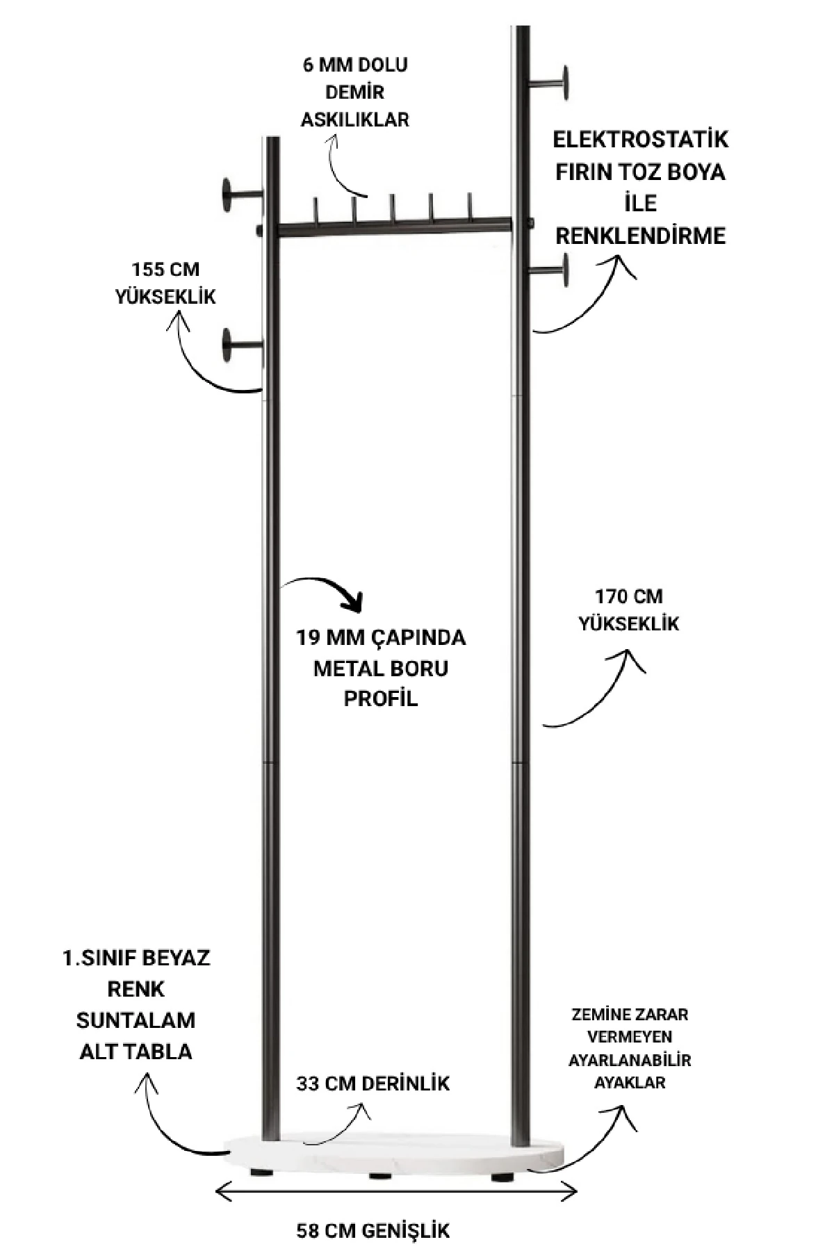 Metal Ayaklı Askılık Elbise Askısı Portmanto Konfeksiyon Elbise Askılığı