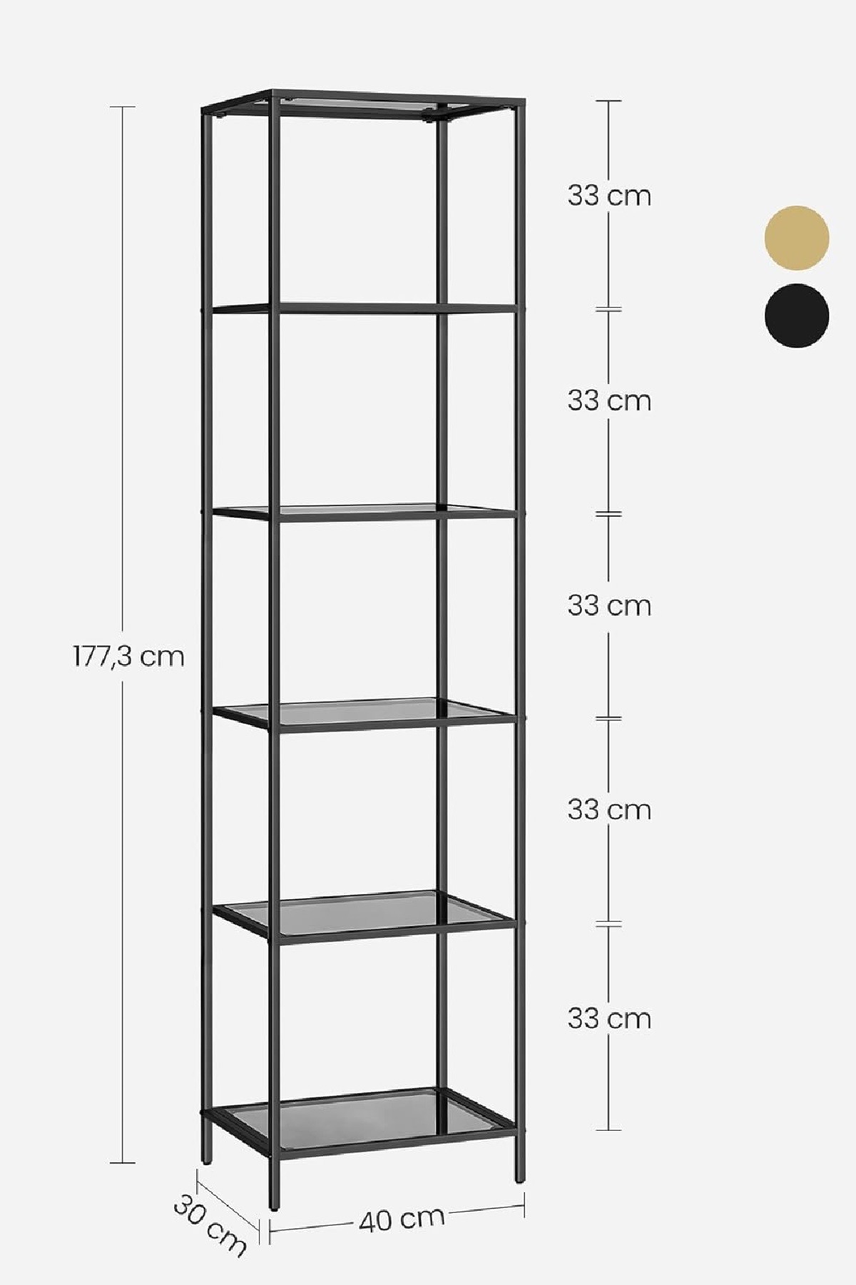 Modern 6 Katlı Metal İskeletli Cam Raflı Kitaplık Aksesuar Rafı