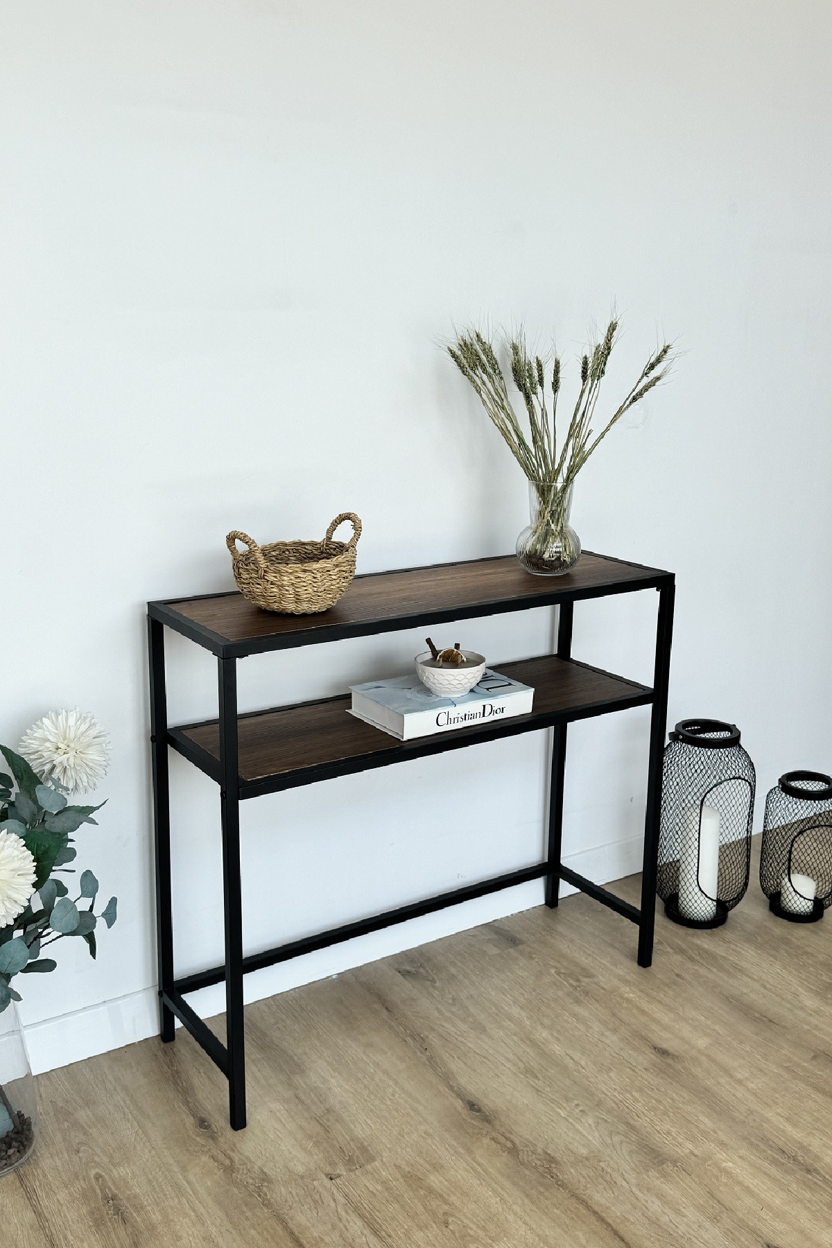 Modern 2 Katlı Metal İskeletli Suntalam Raflı Dresuar Konsol