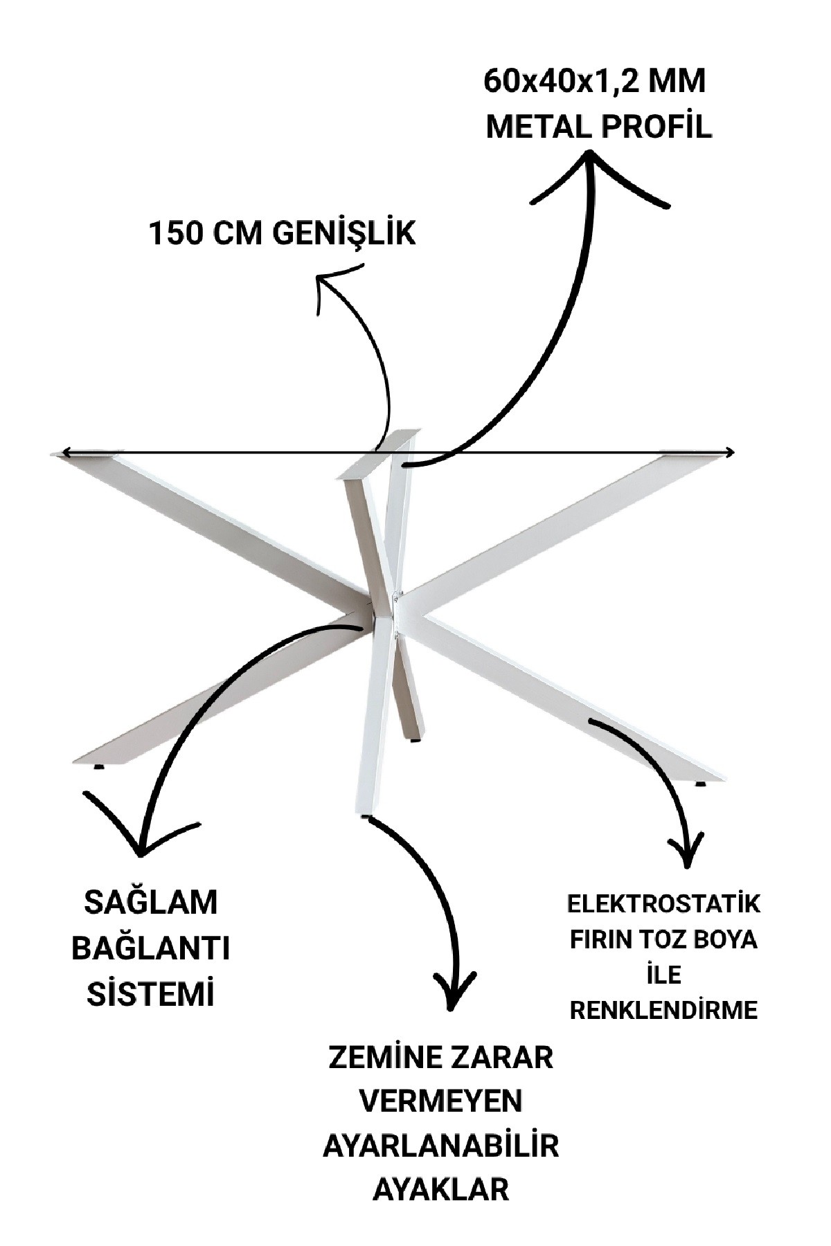 Metal Masa Yemek Masası Toplantı Masası Ayağı 150X78X71 Cm Mobilya Ayağı