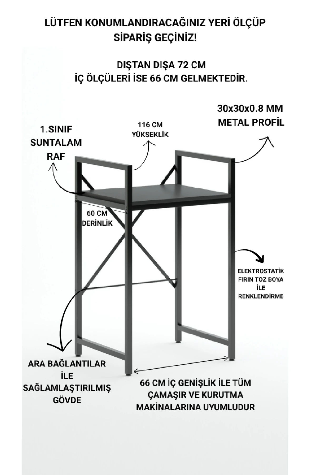 Çamaşır Makinası ve Kurutma Makinası Rafı Çamaşır Makinası Üstü Banyo Düzenleyici Raf