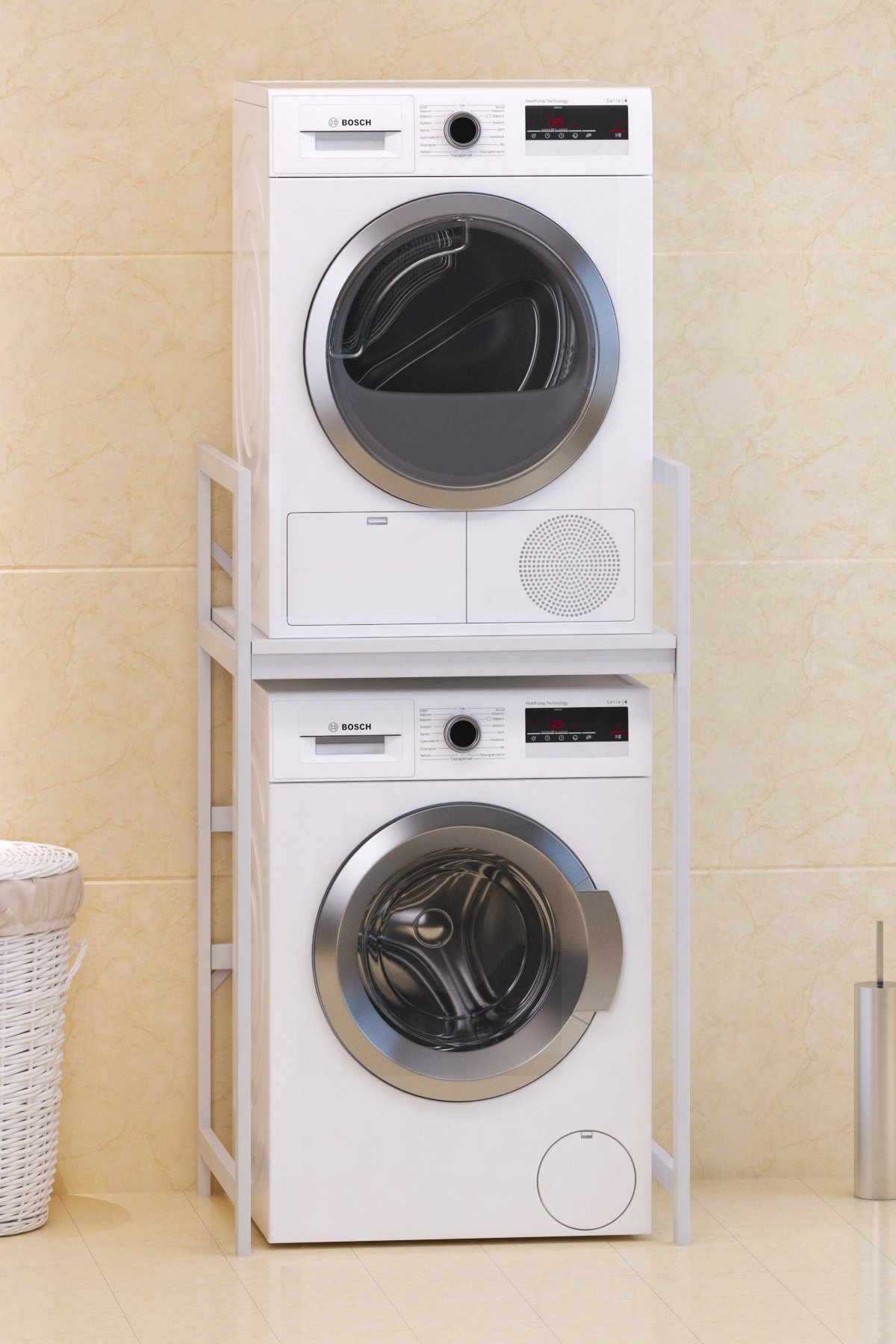 Çamaşır Makinası ve Kurutma Makinası Rafı Çamaşır Makinası Üstü Banyo Düzenleyici Raf