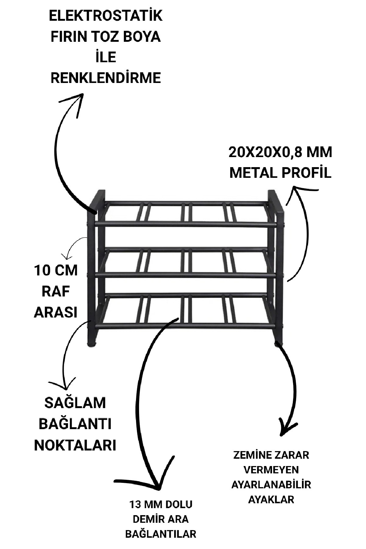 3 Katlı Şarap Rafı Metal Şaraplık