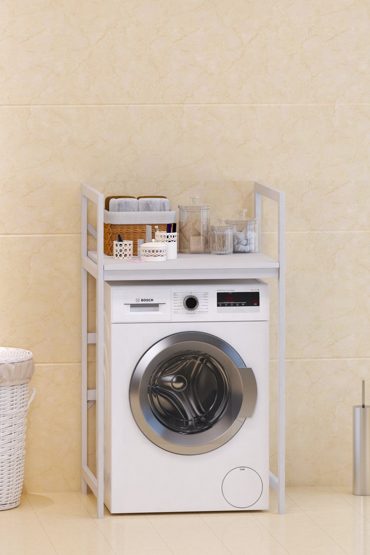 Çamaşır Makinası ve Kurutma Makinası Rafı Çamaşır Makinası Üstü Banyo Düzenleyici Raf