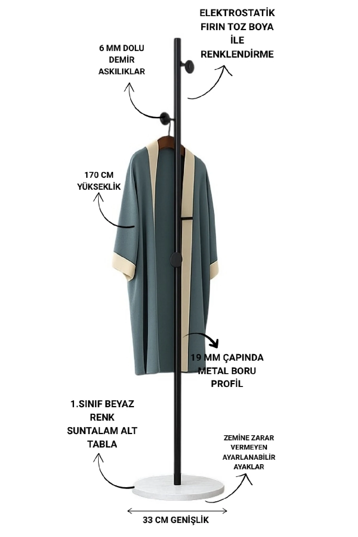 Metal Ayaklı Askılık Elbise Askısı Portmanto
