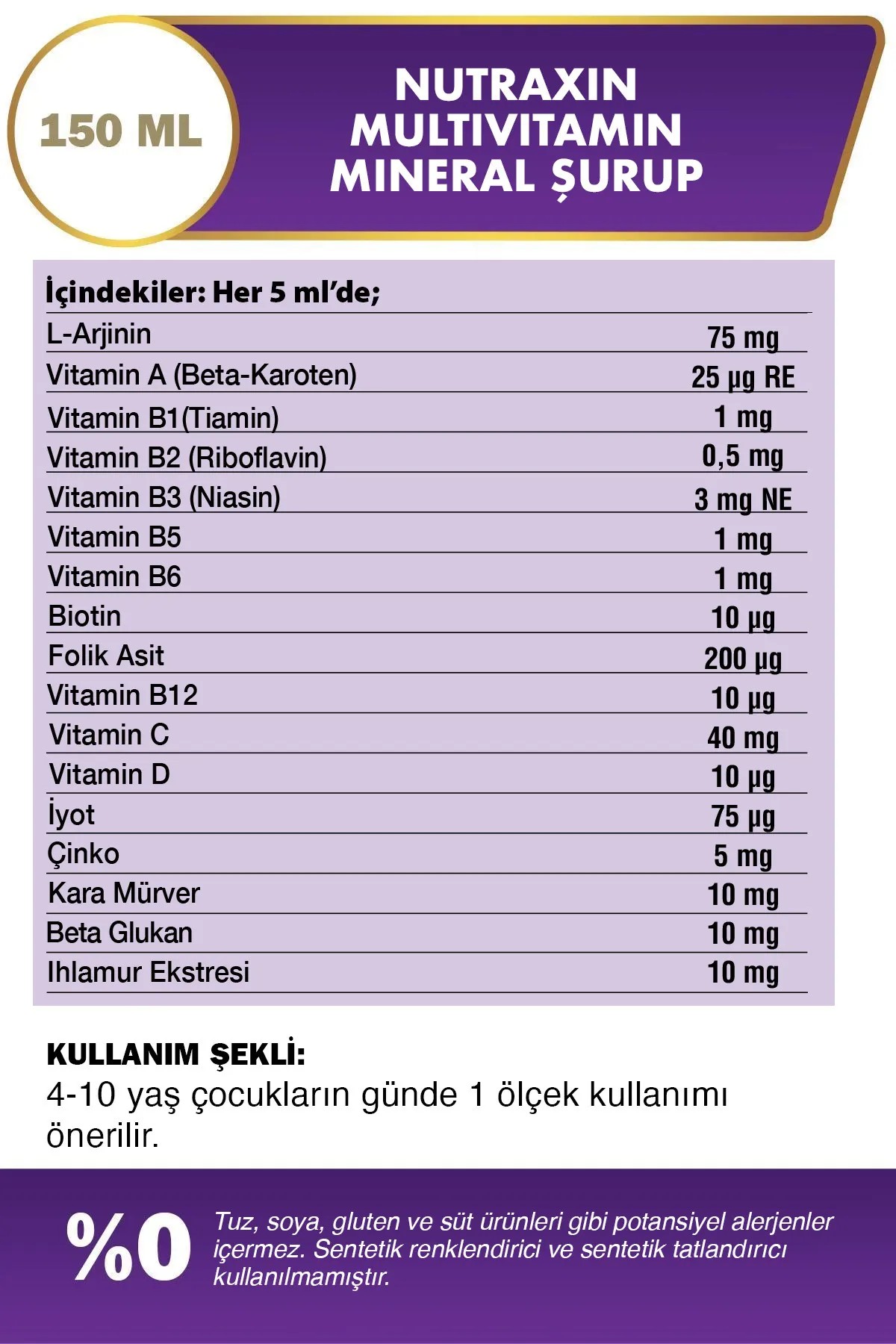 Nutraxin Kids Multivitamin Mineral Şurup 150 ml