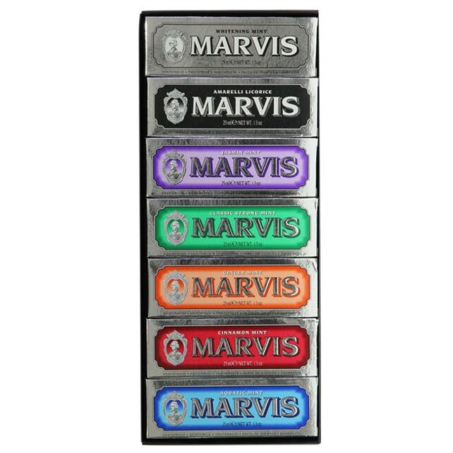 Marvis 7 Flavour Black Box - Seyahat Boy Diş Macun Seti 7x25ml 7 farklı diş macunundan oluşan set