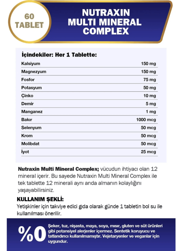 Nutraxin Multi Mineral Complex 60 Tablet