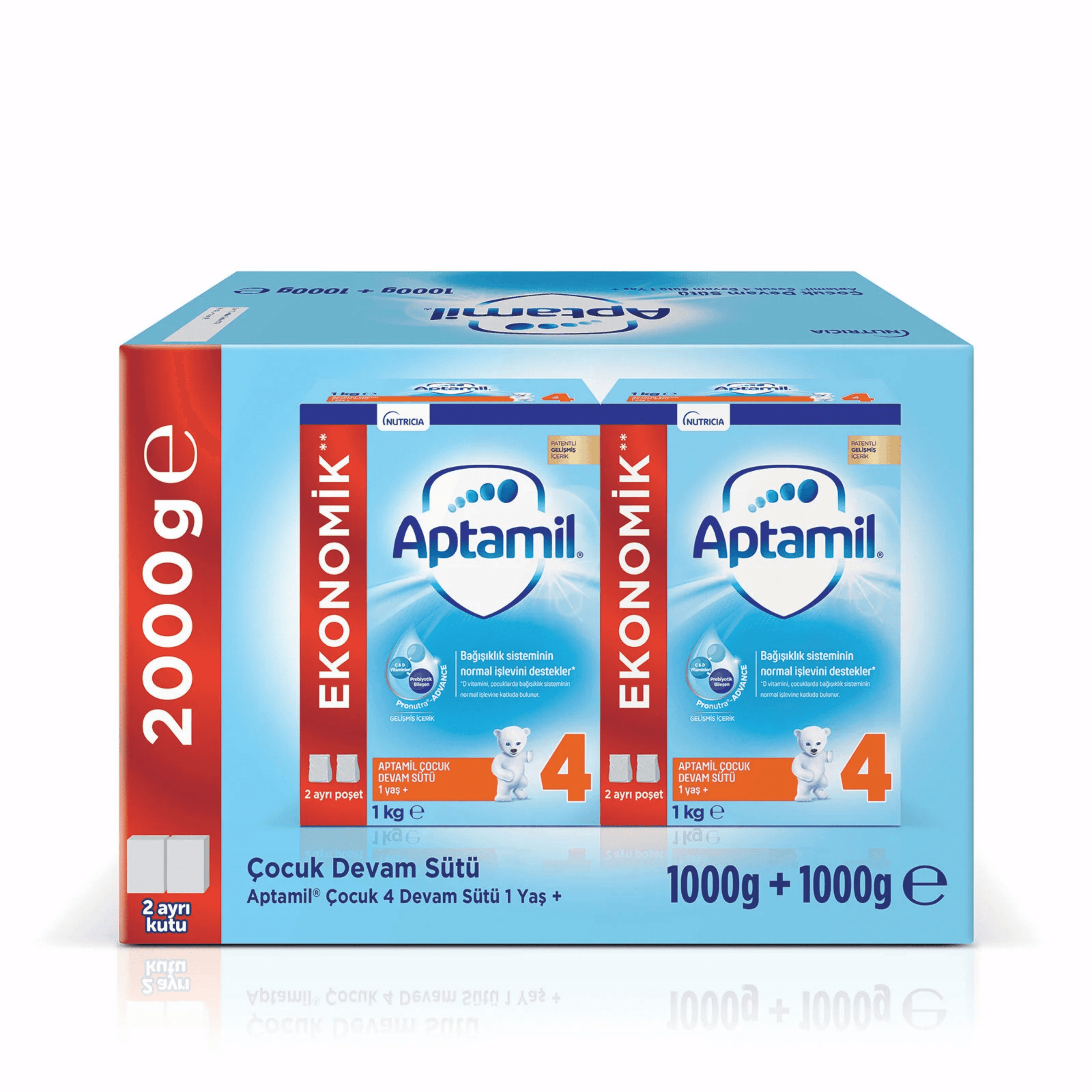 Aptamil 4 Çocuk Devam Sütü 2'li Paket 2x1000 gr 1+ Yaş