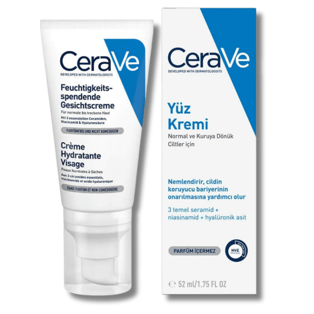 CeraVe Nemlendirici Yüz Kremi-Kuru Ciltler İçin Seramid Ve Hyalüronik Asit İçerikli 52 ml