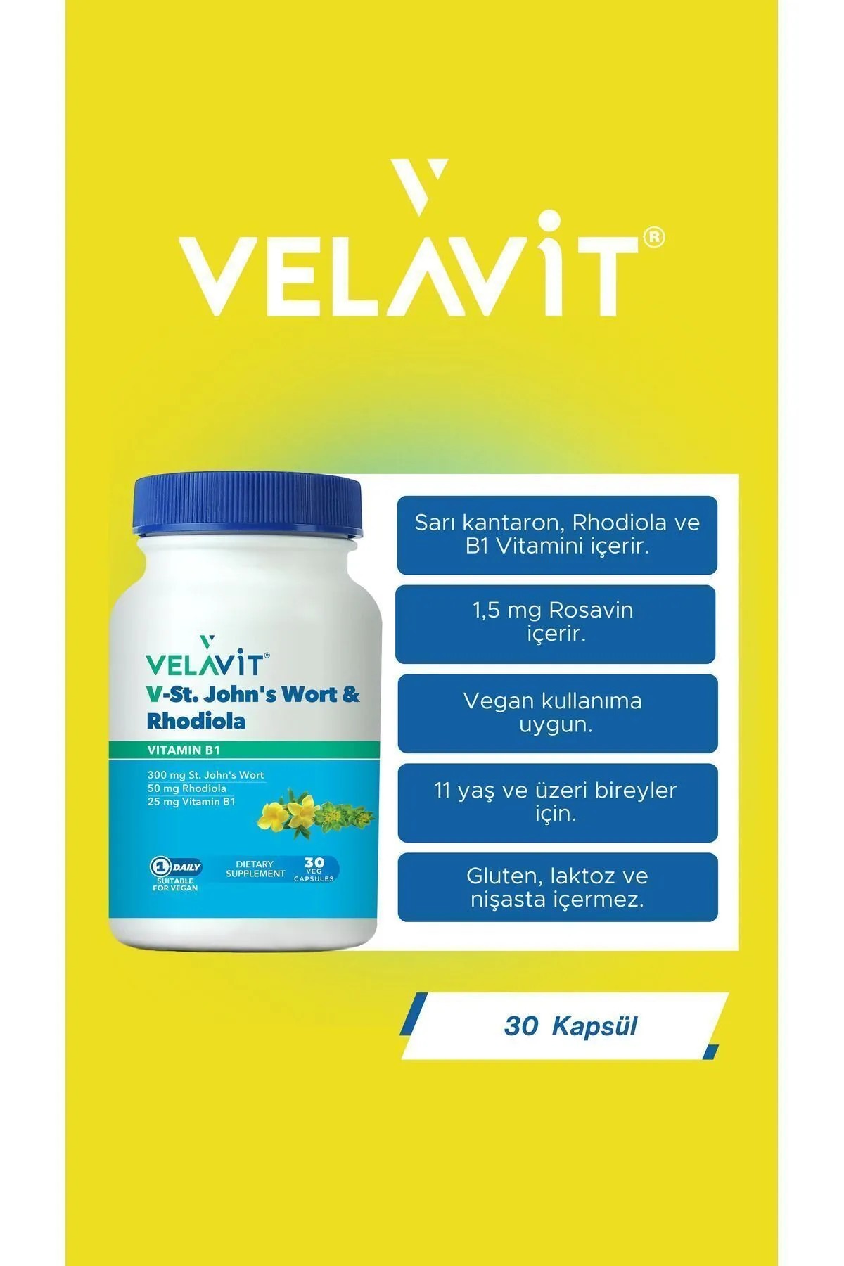 Velavit V-St. John's Wort Rhodiola 30 Tablet