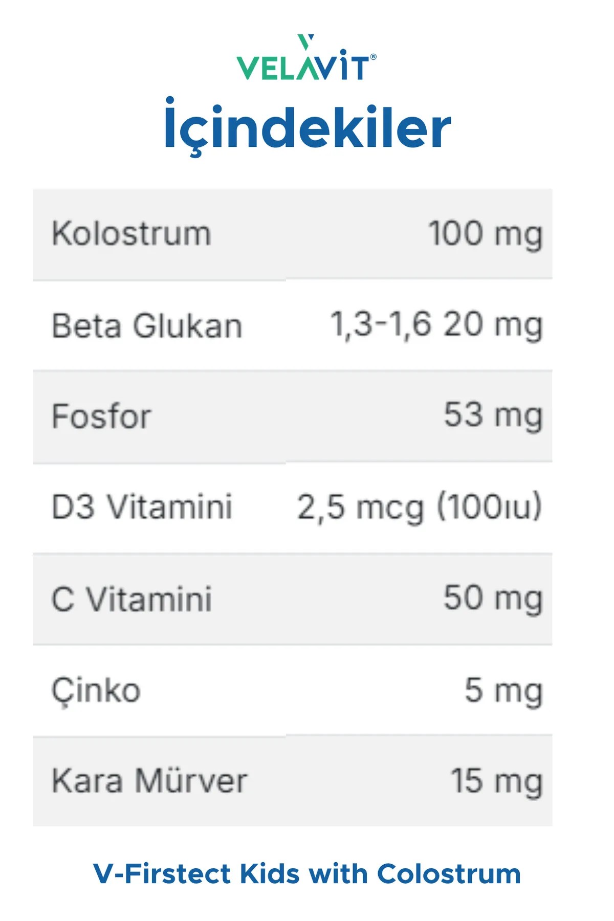 Velavit V-Firstect Kids with Colostrum 30 Tablet