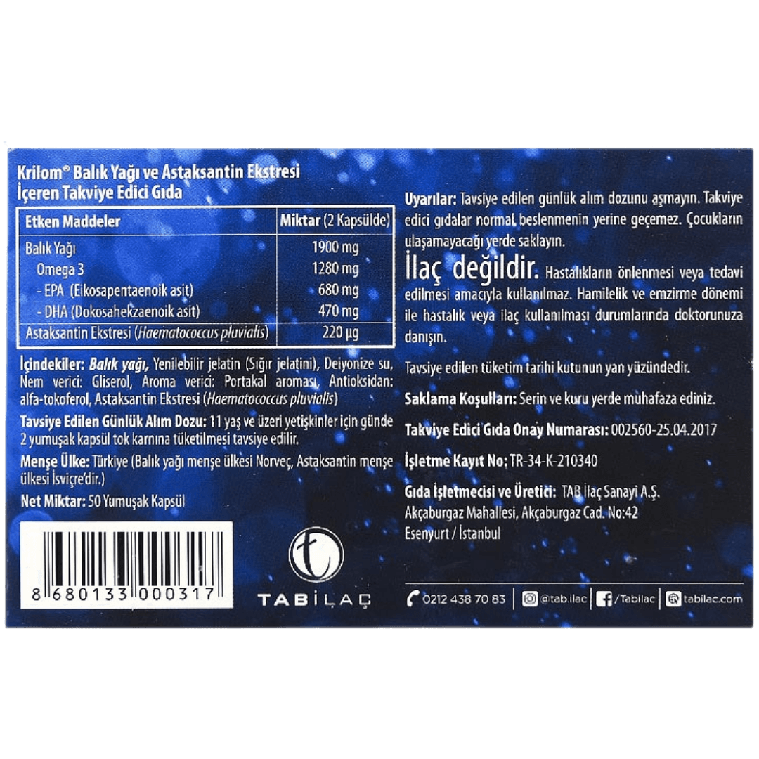 Krilom Omega 3 2x50 Kapsül