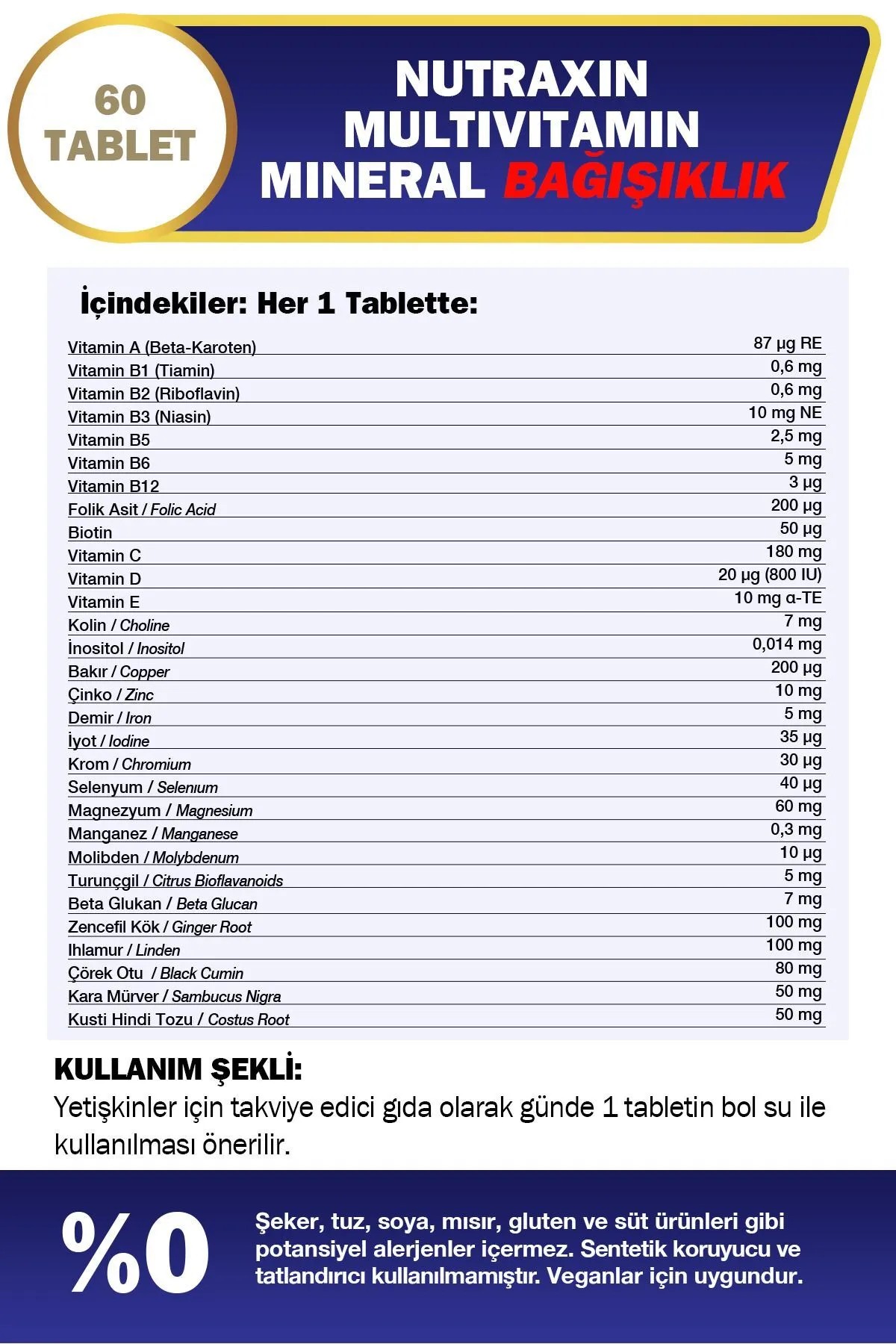 Nutraxin Multivitamin Mineral Immune 60 Tablet