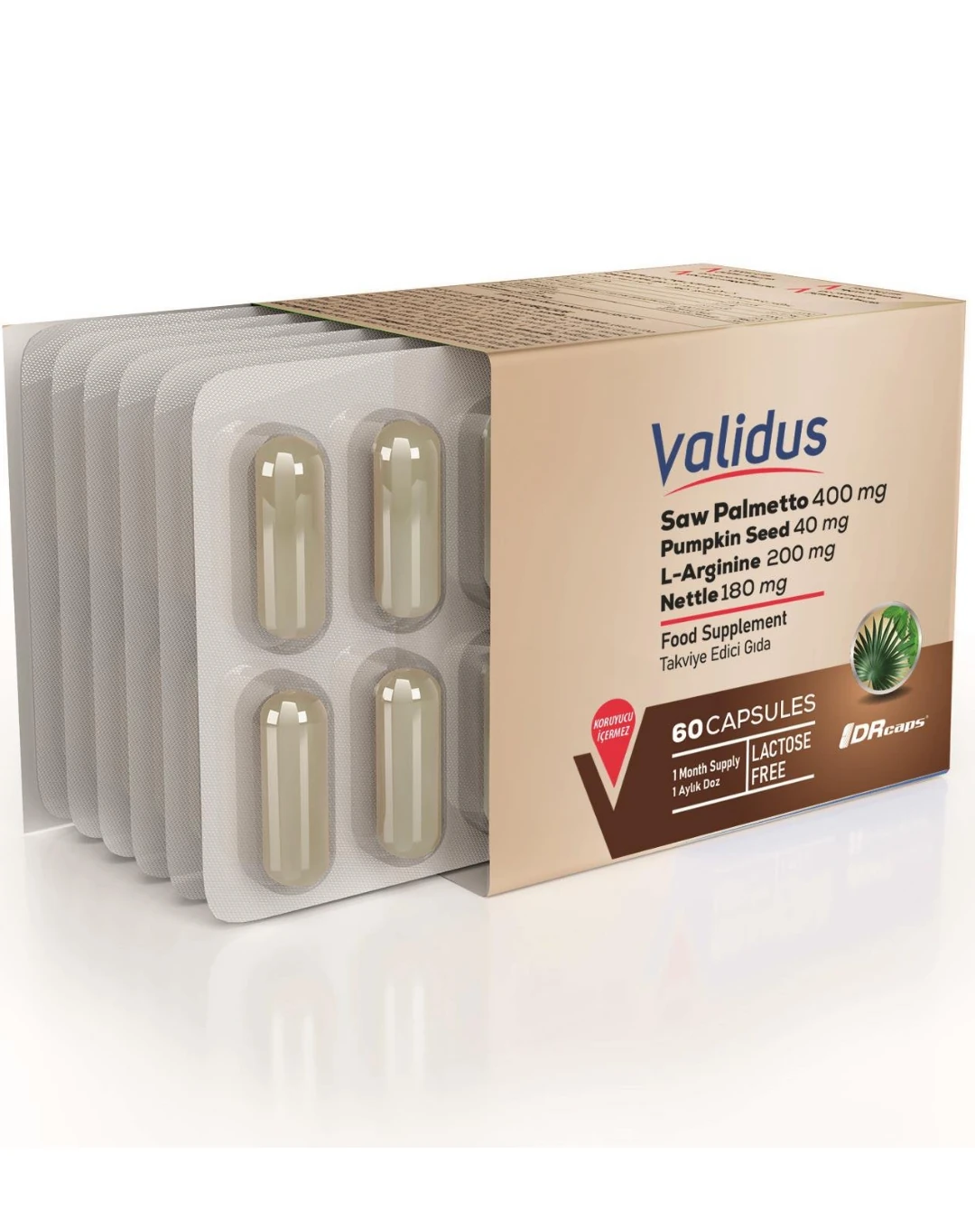 Trivalidus Validus Saw Palmetto 400 mg+L-Arginine+Pumpkin Seed+Nettle 60 Kapsül