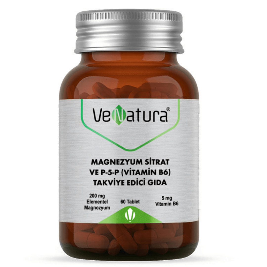 VeNatura Magnezyum Sitrat ve P-5-P (Vitamin B6) Takviye Edici Gıda 60 Tablet