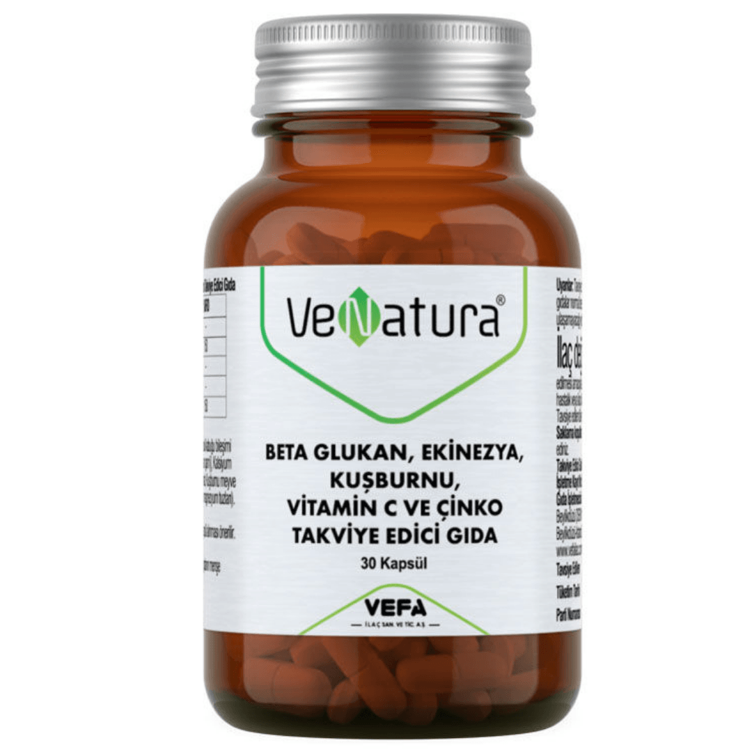 VeNatura Beta Glukan, Ekinezya, Kuşburnu, Vitamin C ve Çinko 30 Kapsül