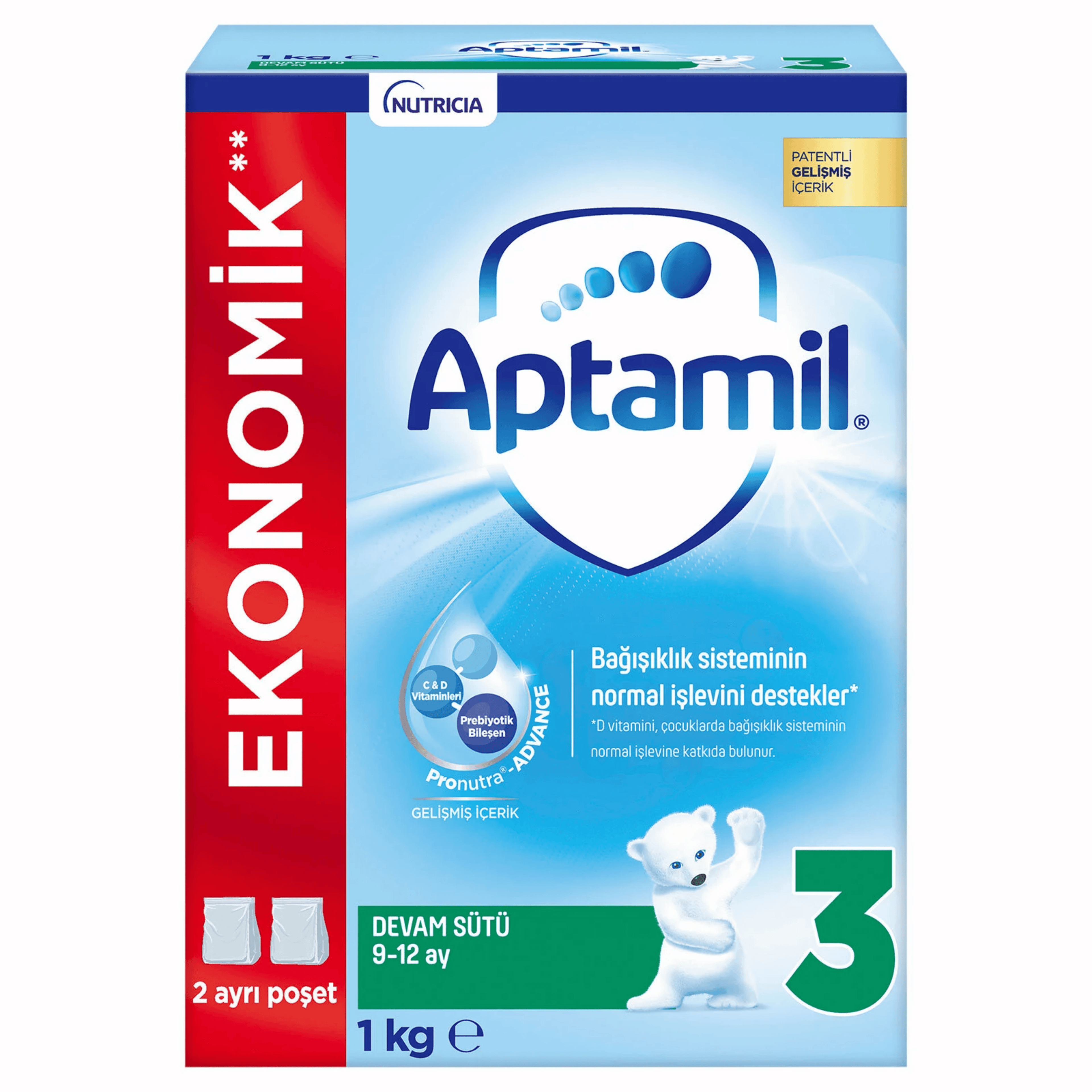 Aptamil 3 Devam Sütü 1000 gr 9-12 Ay