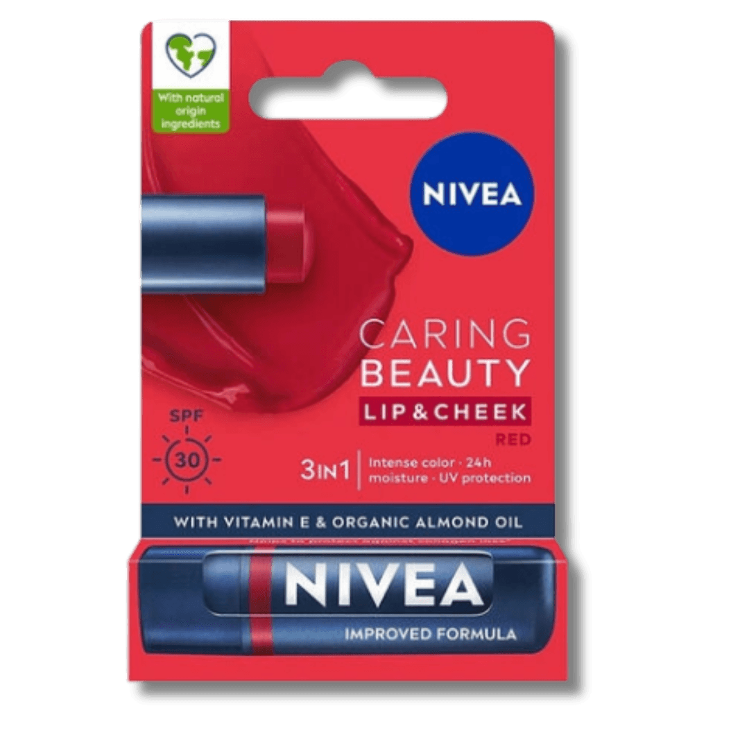 Nivea Caring Beauty Spf30 Renkli Dudak Kremi ve Yanak Balmı Red 4.8 gr