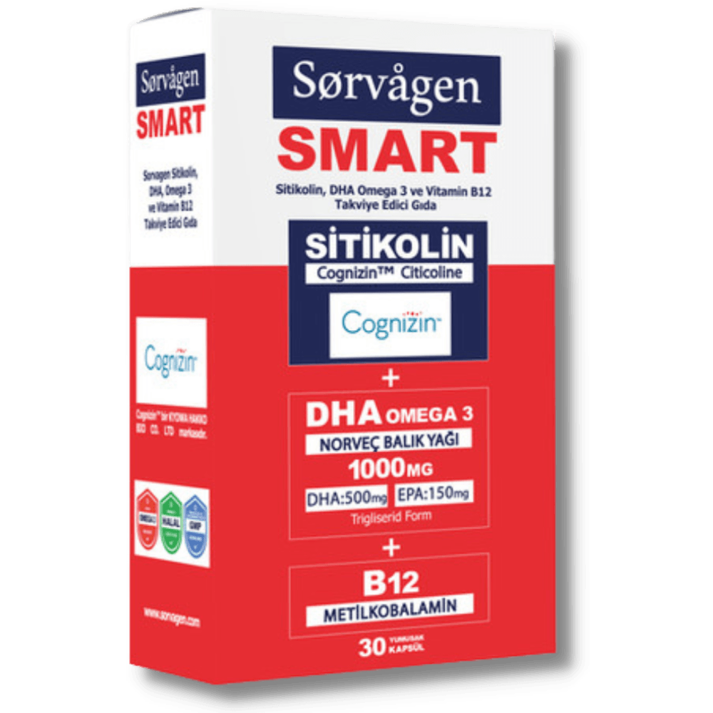 Sorvagen Smart Sitikolin Omega 3 ve B12 30 Kapsül