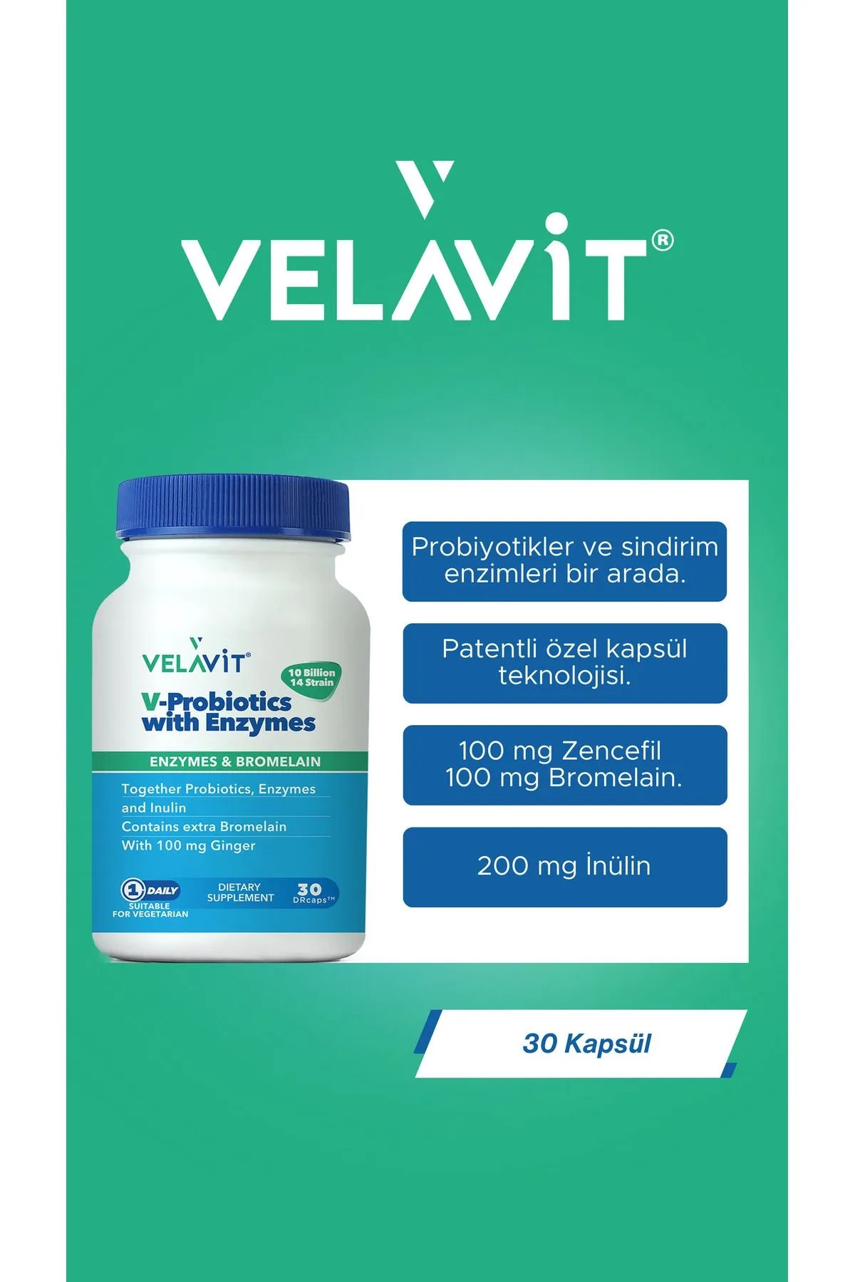 Velavit V-Probiotics With Enzymes 30 Tablet