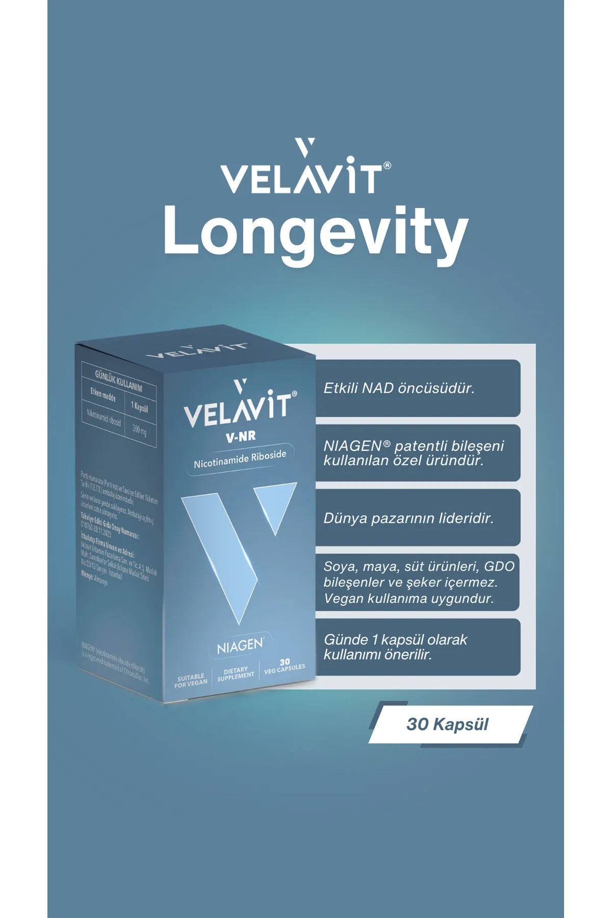 Velavit V-NR Takviye Edici Gıda 30 Kapsül