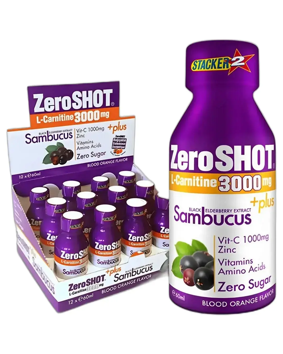 stacker2 zero shot 3000 mg l-carnitine 60 ml ZeroSHOT L-Carnitine Plus Sambucus 12 Adet Fiyatı ve Yorumları