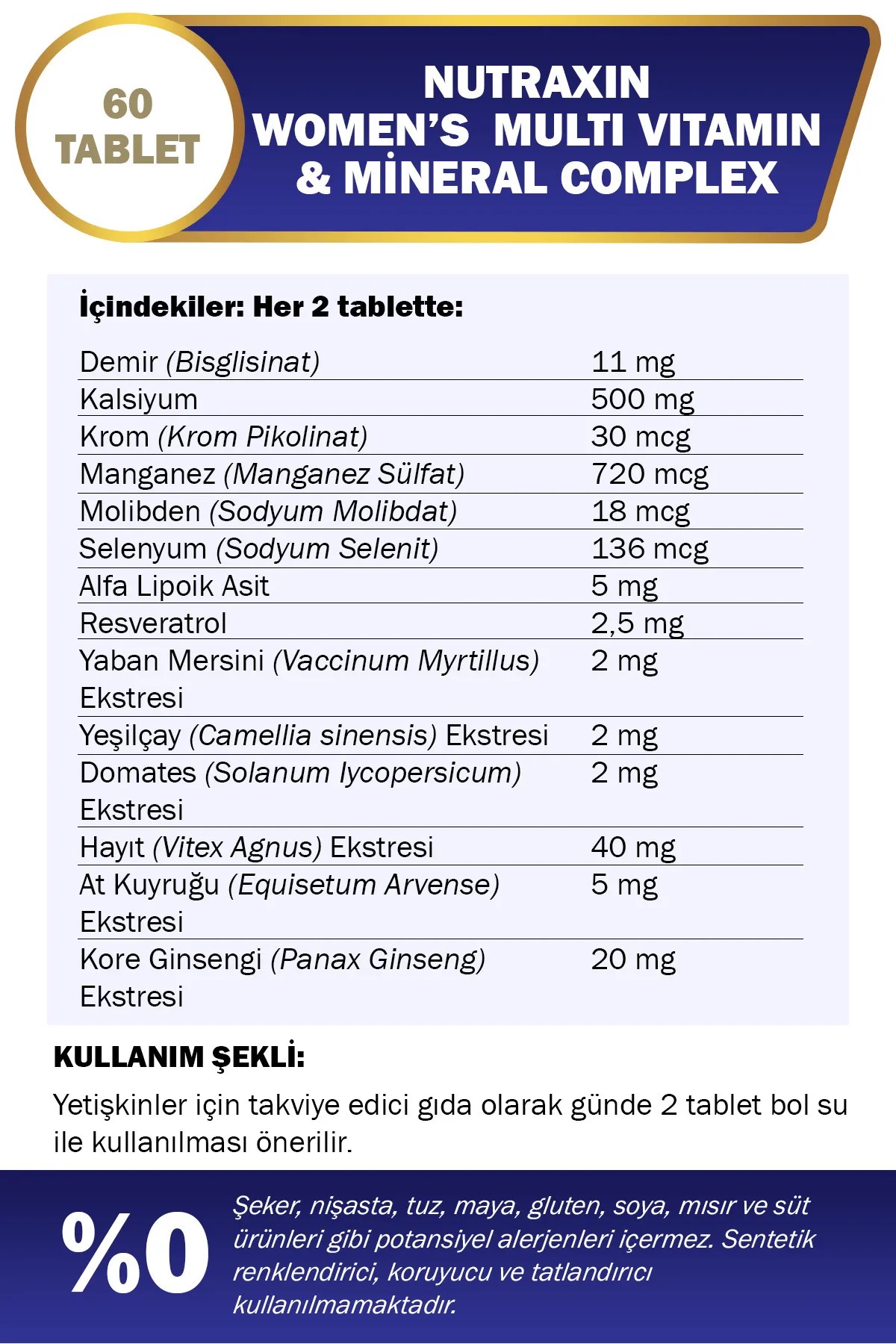 Nutraxin Womens Multi Vitamin Complex 60 Tablet
