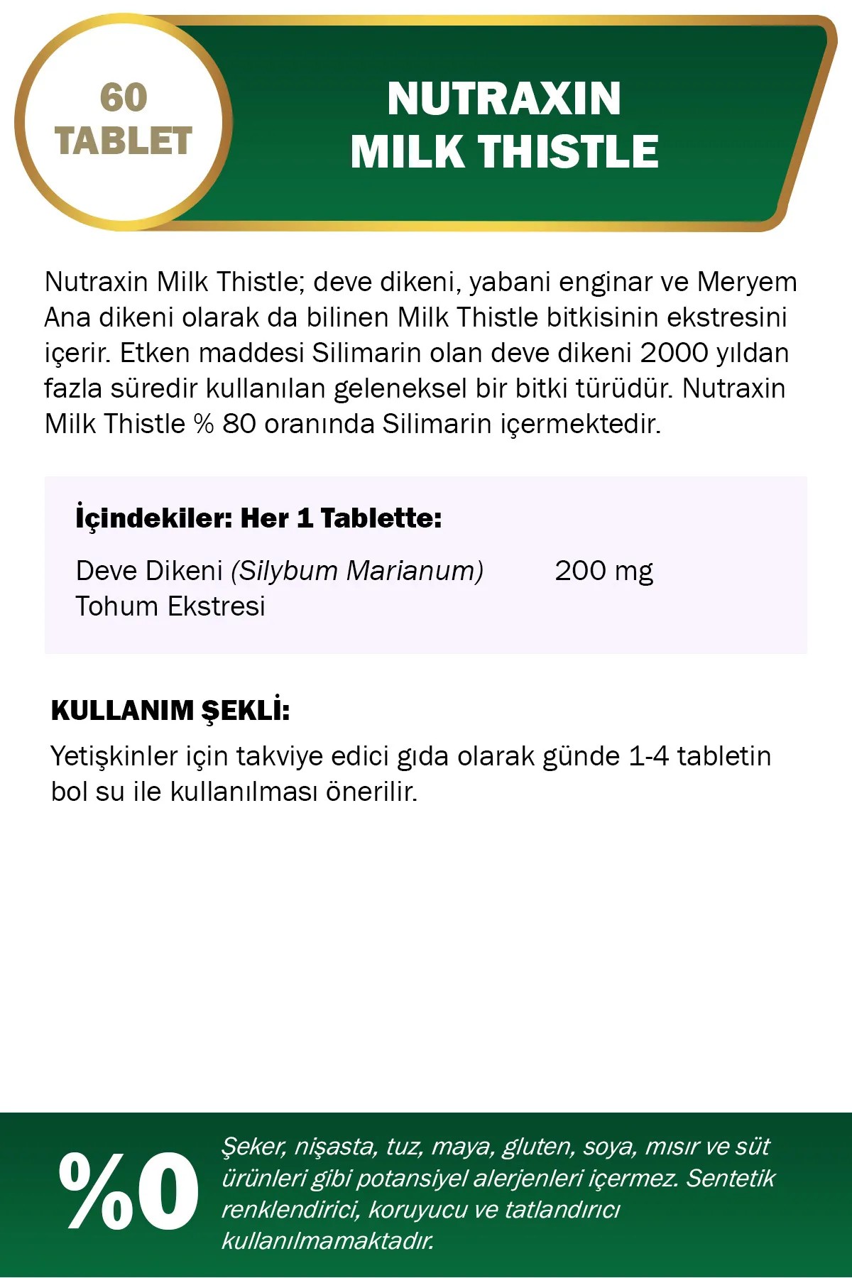 Nutraxin Herbal Milk Thistle 200mg 60 Kapsül