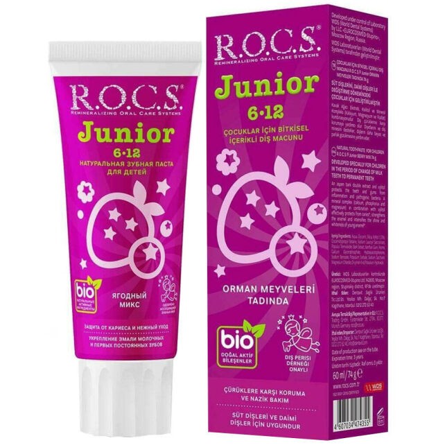 Rocs Junior Çocuklar için Bitkisel İçerikli Diş Macunu Orman Meyveleri 6-12 Yaş 60ml