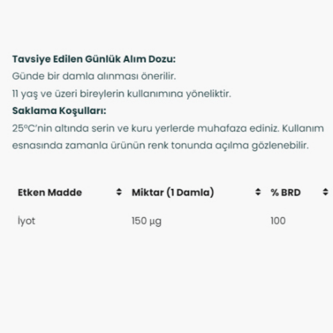 Venatura İyot Damla Takviye Edici Gıda 25 ml