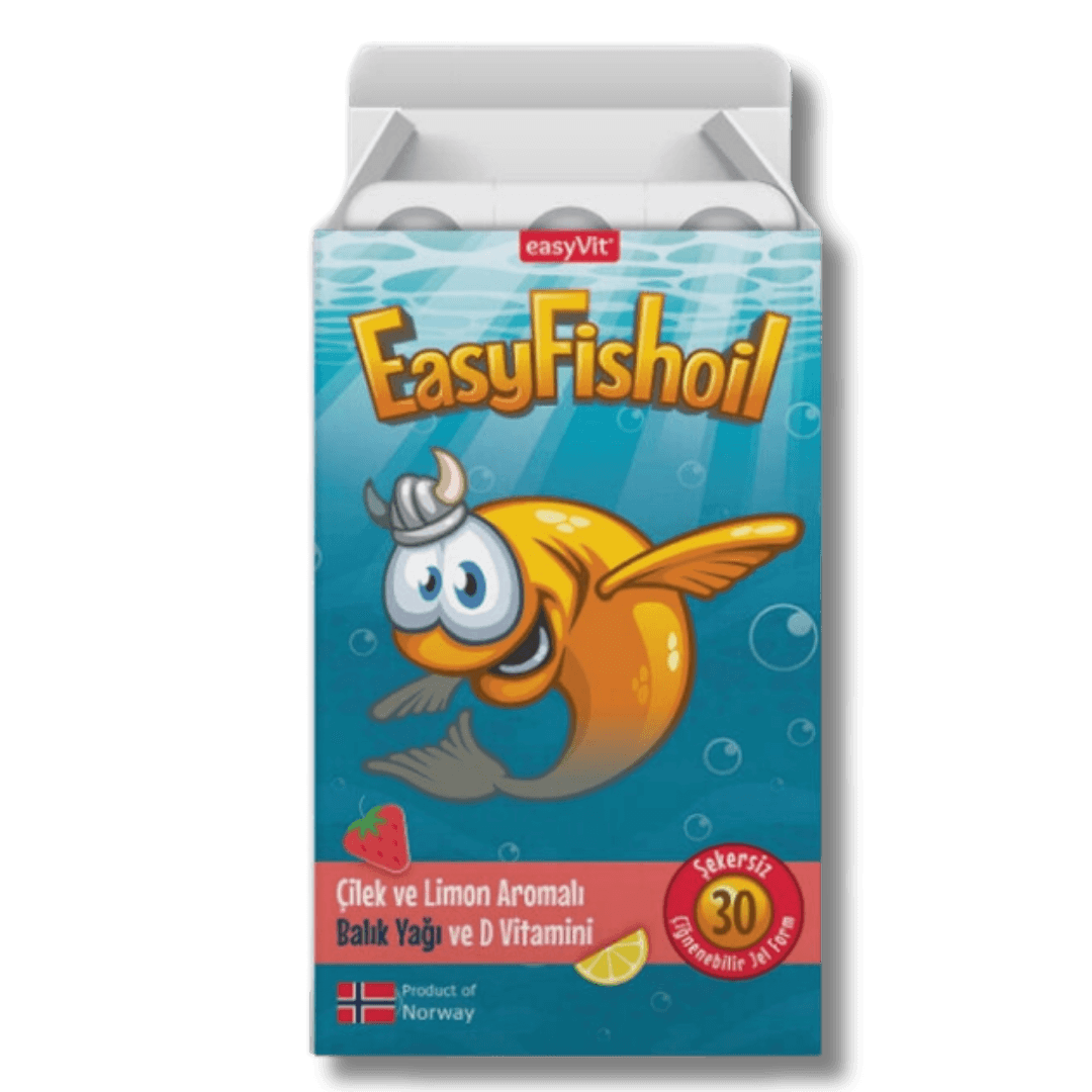 EasyFish Oil Çilek ve Limon Aromalı Balık Yağı ve D Vitamini 30 Çiğnenebilir Jel