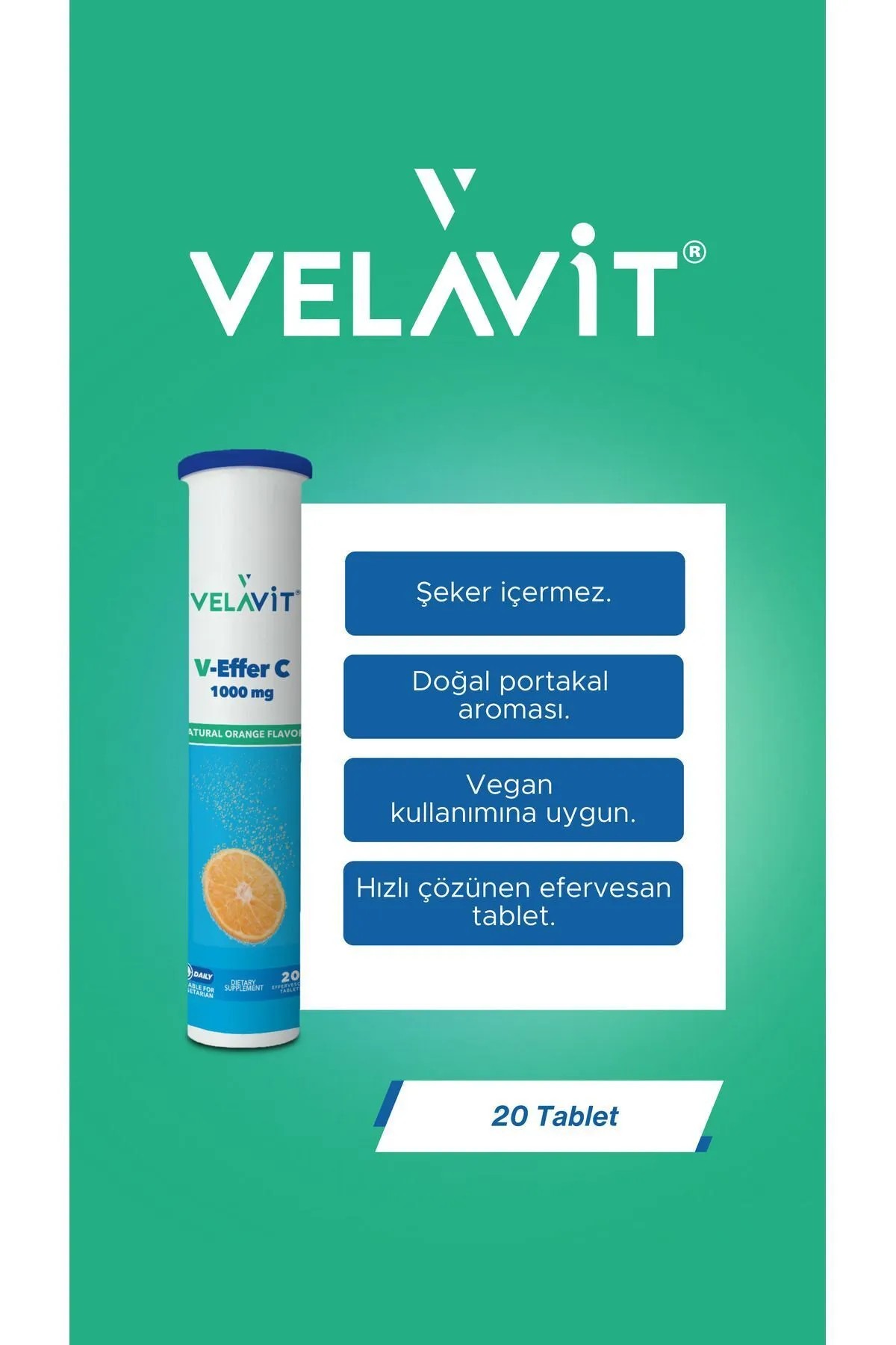 Velavit V-Effer C 1000 mg 20 Efervesan Tablet